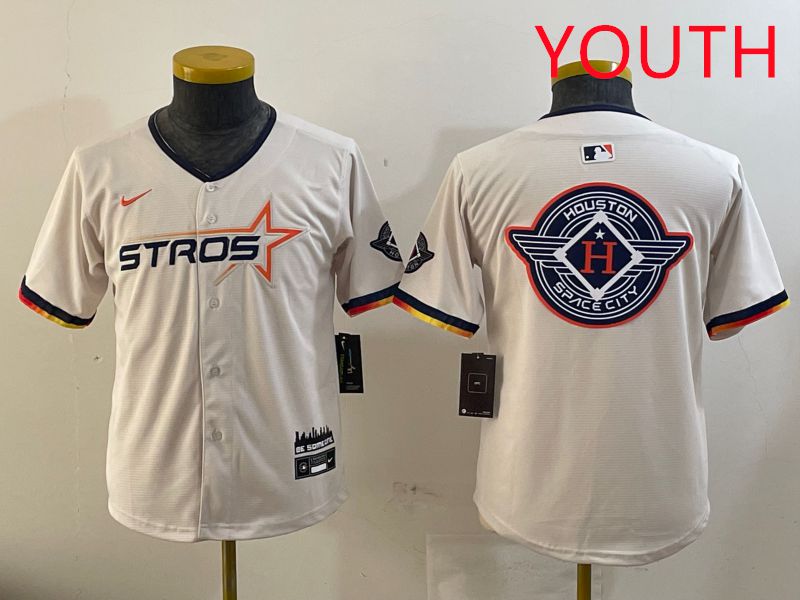Youth Houston Astros Blank Cream three generations Joint Name 2025 Nike MLB Jersey style 41425->youth mlb jersey->Youth Jersey